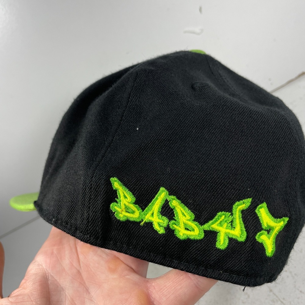 Lids Y2k Hat Baby Script Black Green Fitted 6 7/8 to 7 1/4 Vintage Graffiti